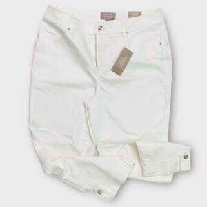 Chico's, Size 8/M/1, denim jeans, White Crop Embellished